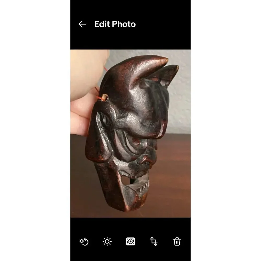 Vintage Japanese Hannya Oni Mask Wood Carved Noh Demon 6